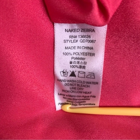 NWOT Naked Zebra Studded T Back Blingy Strappy Hi Low Deep V Coral Dress Medium - Picture 12 of 13